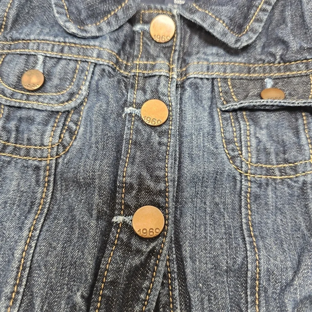 Baby Gap Denim Jacket‎ 12 18 Months Polka Dot Lined Jean Coat